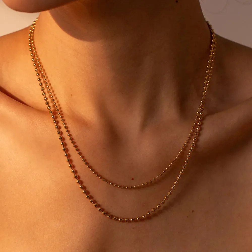 18K Gold-Plated Lobster Closure Bead Necklace sold by Gigi Laurent
