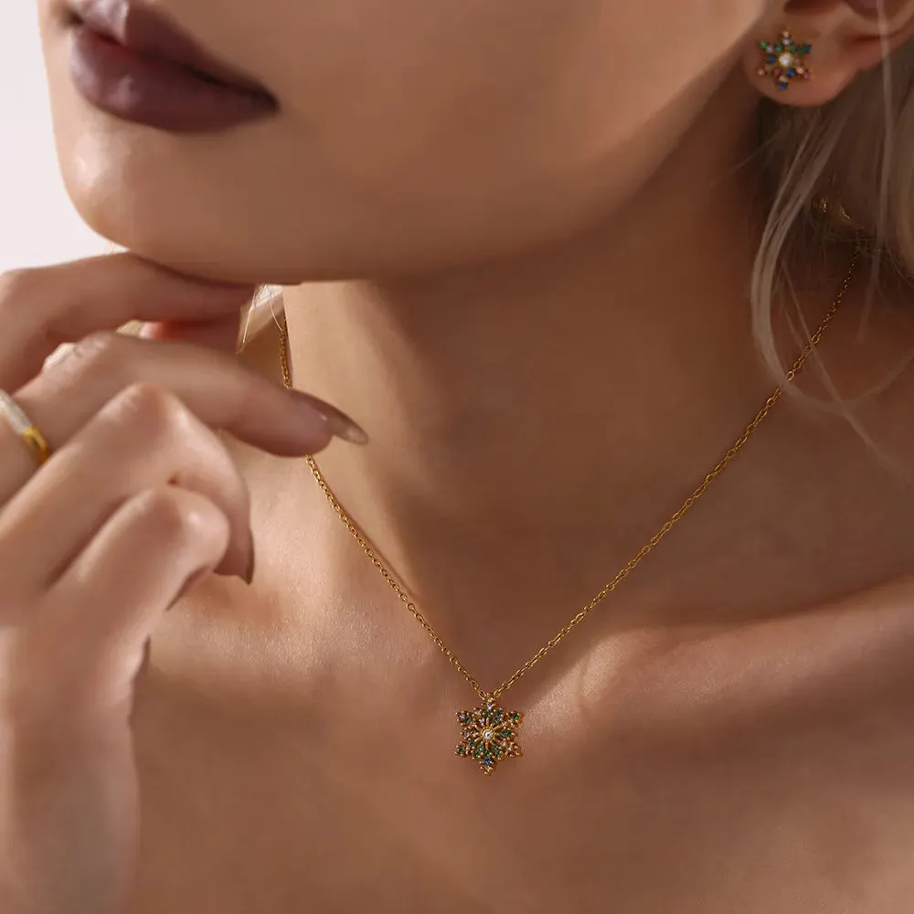 Stainless Steel Inland Zircon Snowflake Necklace sold by Gigi Laurent product image thumbnail 4