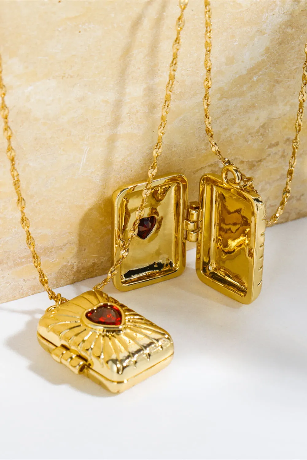 Heart Zircon Box Pendant Copper Necklace sold by Gigi Laurent product image thumbnail 5