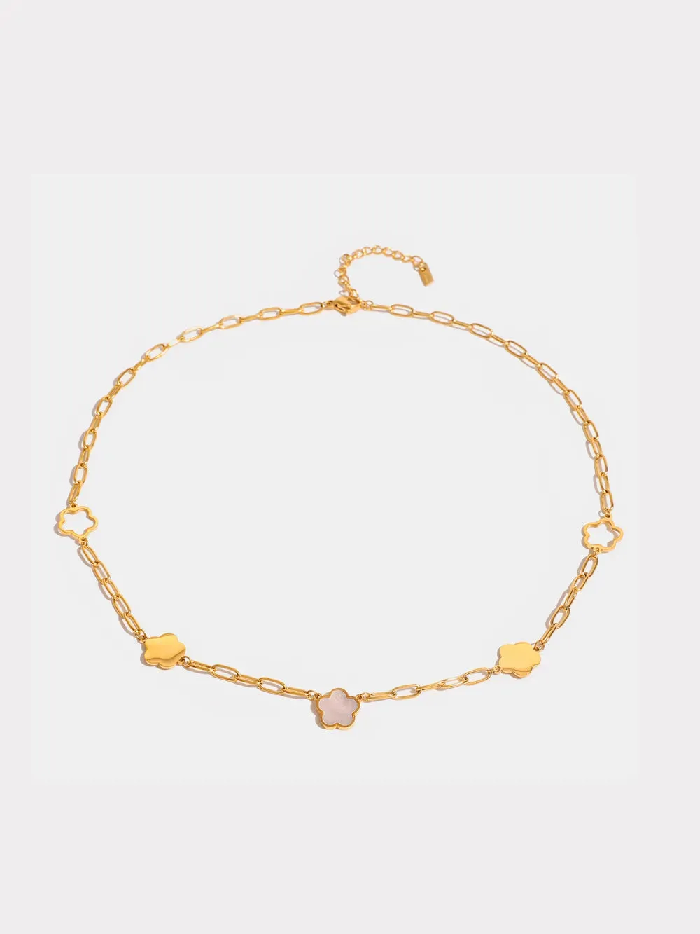 Stainless Steel White Mother-Of-Pearl Flower Necklace sold by Gigi Laurent