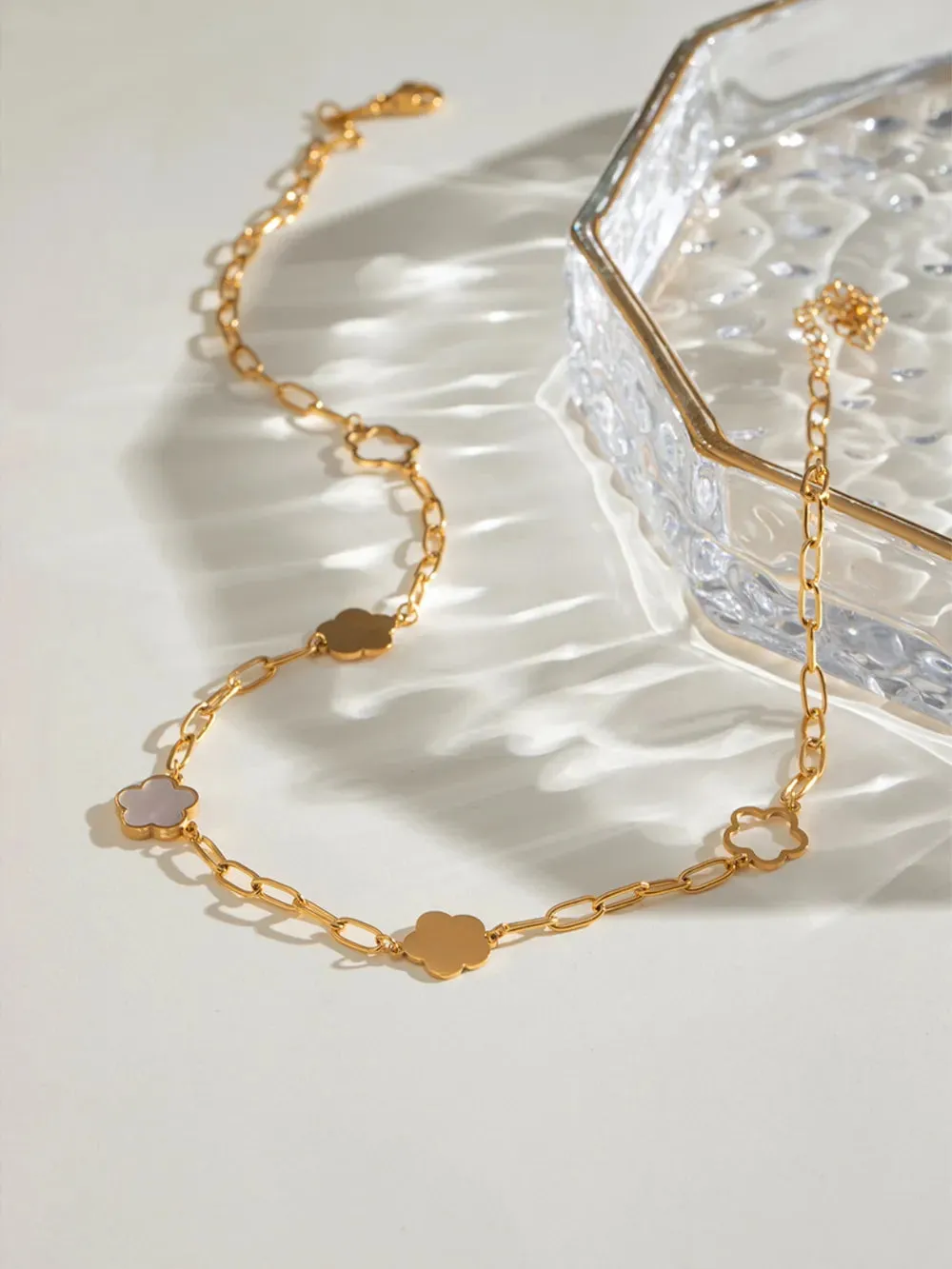 Stainless Steel White Mother-Of-Pearl Flower Necklace sold by Gigi Laurent product image thumbnail 3