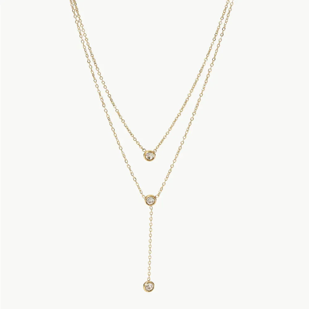 Stainless Steel Zircon Double-Layered Necklace sold by Gigi Laurent