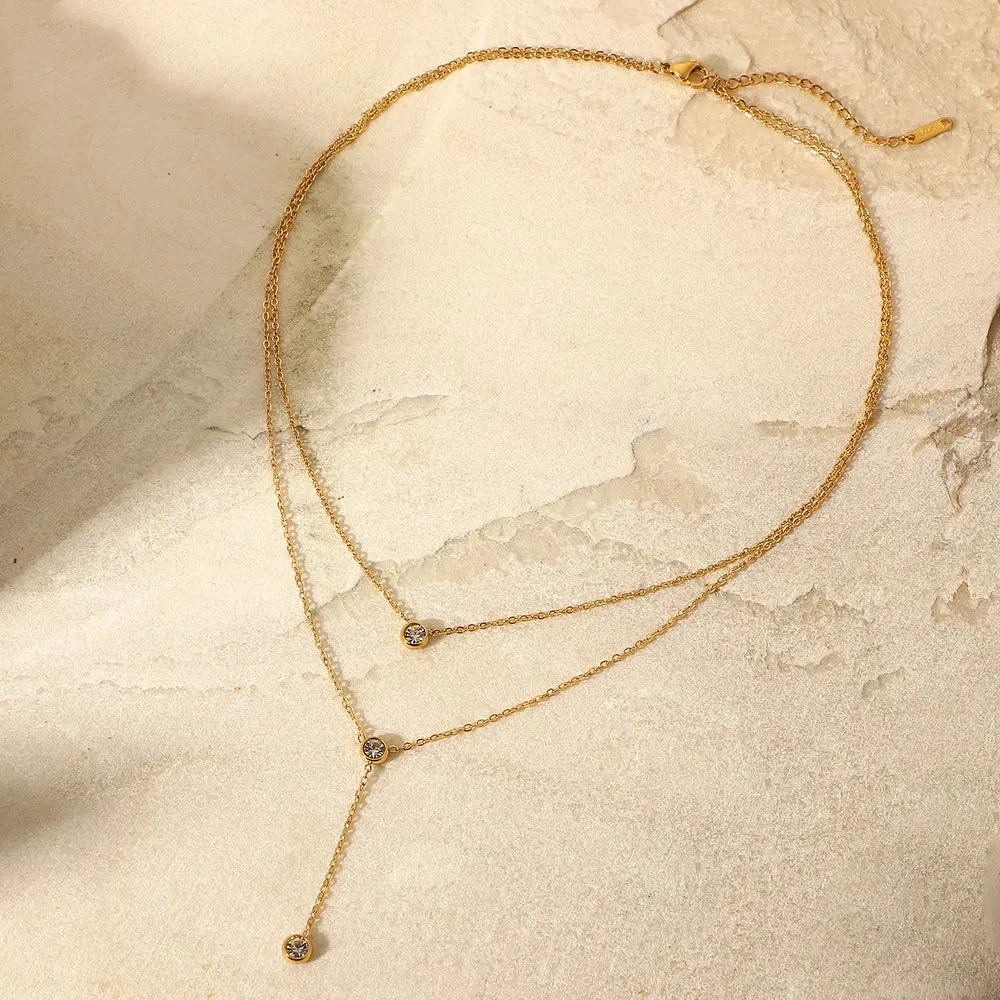 Stainless Steel Zircon Double-Layered Necklace sold by Gigi Laurent product image thumbnail 4