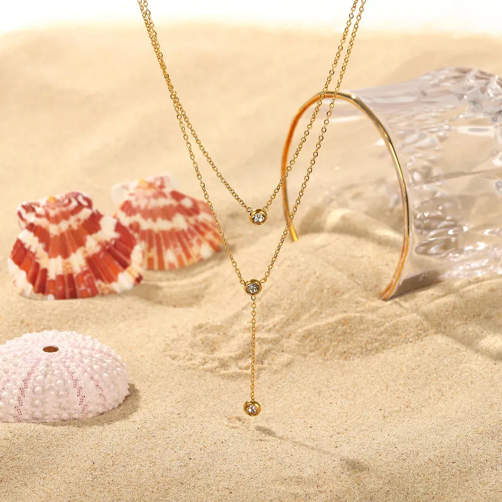 Stainless Steel Zircon Double-Layered Necklace sold by Gigi Laurent product image thumbnail 5