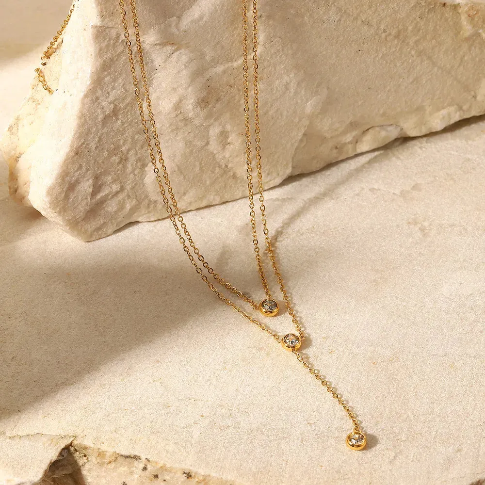 Stainless Steel Zircon Double-Layered Necklace sold by Gigi Laurent product image thumbnail 2