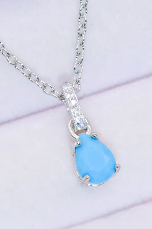 Teardrop Turquoise 4-Prong Pendant Necklace sold by Gigi Laurent