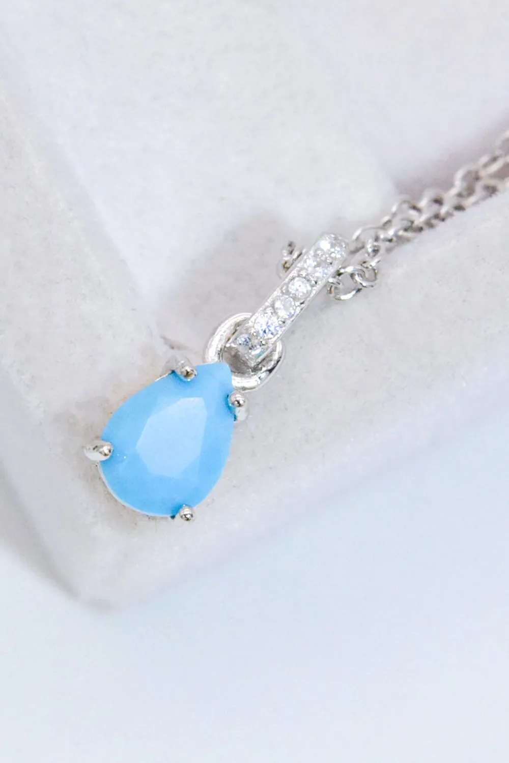 Teardrop Turquoise 4-Prong Pendant Necklace sold by Gigi Laurent product image thumbnail 5