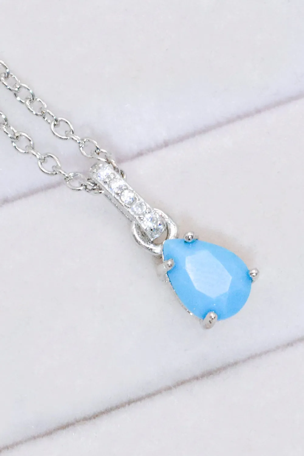 Teardrop Turquoise 4-Prong Pendant Necklace sold by Gigi Laurent product image thumbnail 3
