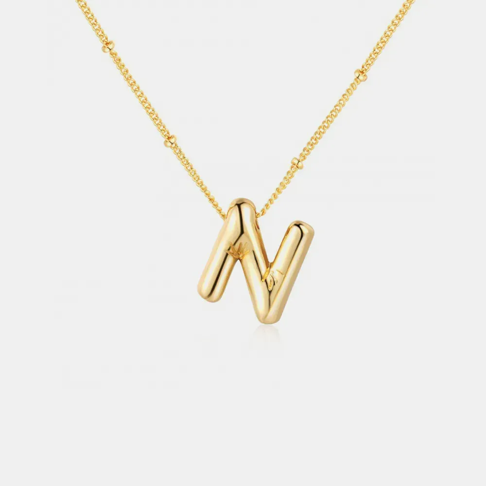 Gold-Plated Bubble Initial Necklace sold by Gigi Laurent product image thumbnail 4
