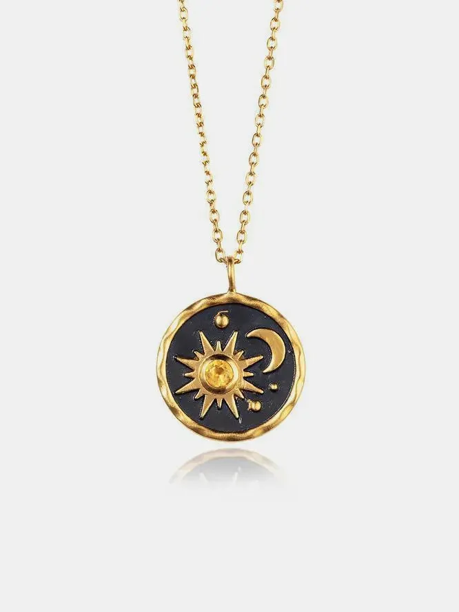 Alloy Inlaid Zircon Sun & Moon Necklace sold by Gigi Laurent product image thumbnail 5