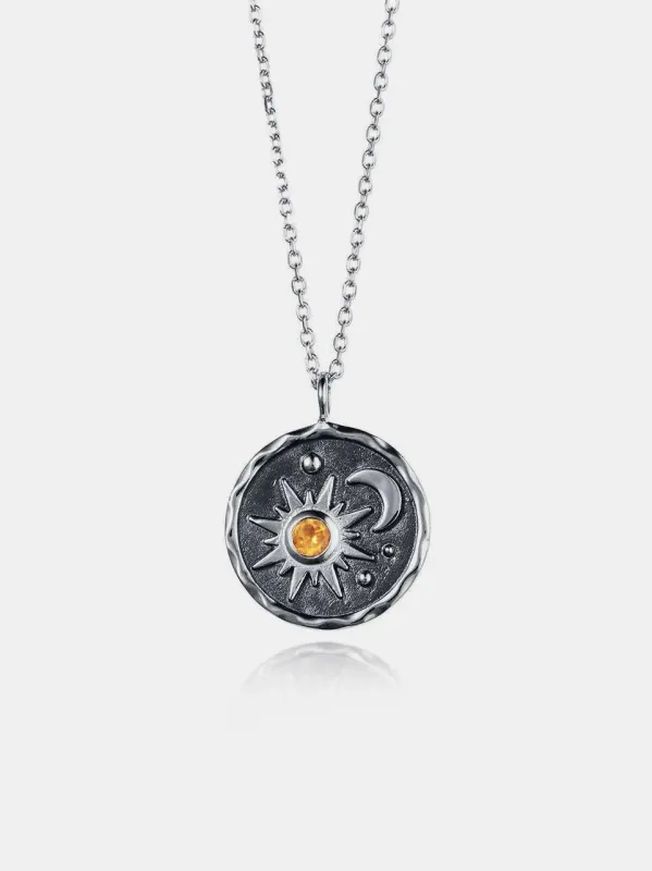 Alloy Inlaid Zircon Sun & Moon Necklace sold by Gigi Laurent