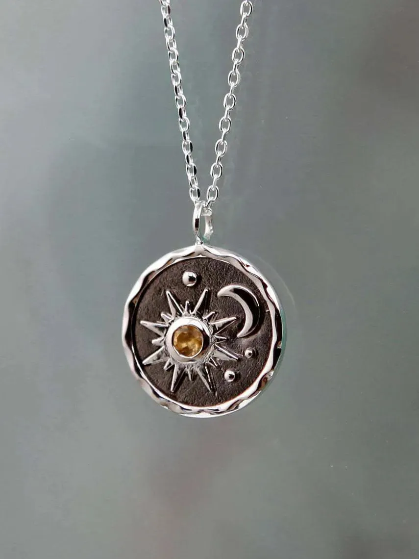 Alloy Inlaid Zircon Sun & Moon Necklace sold by Gigi Laurent product image thumbnail 2
