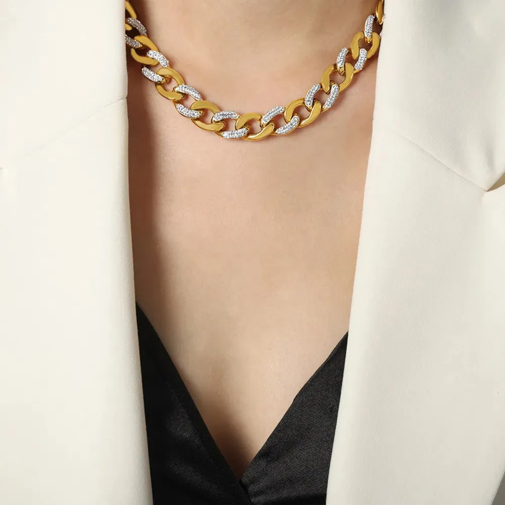 Zircon Titanium Steel Chunky Chain Necklace sold by Gigi Laurent product image thumbnail 4