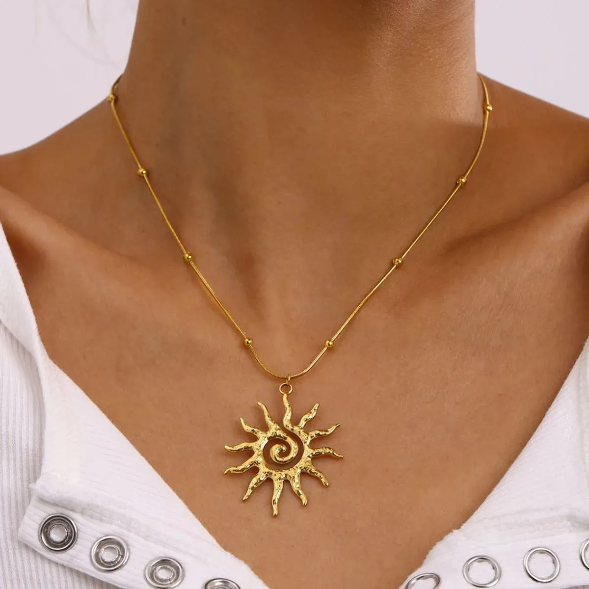 18K Gold-Plated Sun Pendant Necklace sold by Gigi Laurent