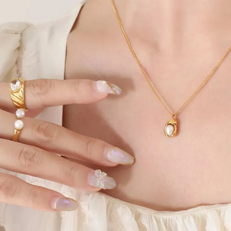 18K Gold-Plated Pearl Pendant Necklace sold by Gigi Laurent