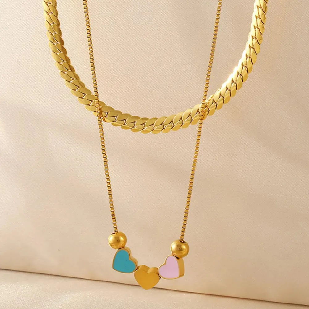 18K Gold-Plated Double Layered Heart Necklace sold by Gigi Laurent product image thumbnail 2