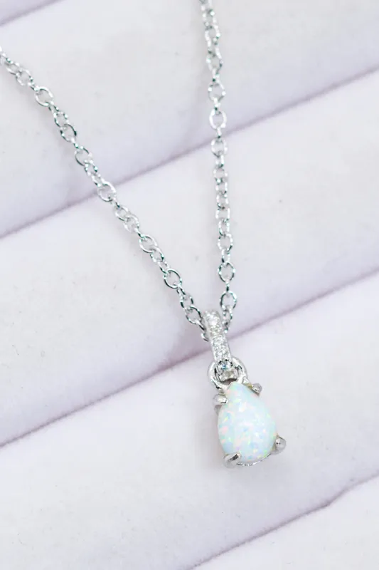 Opal Pendant 925 Sterling Silver Chain-Link Necklace sold by Gigi Laurent