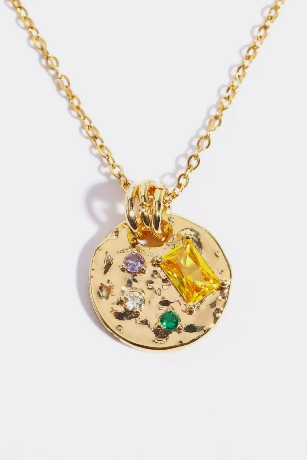 Inlaid Multicolored Zircon Round Pendant Copper Necklace sold by Gigi Laurent product image thumbnail 3