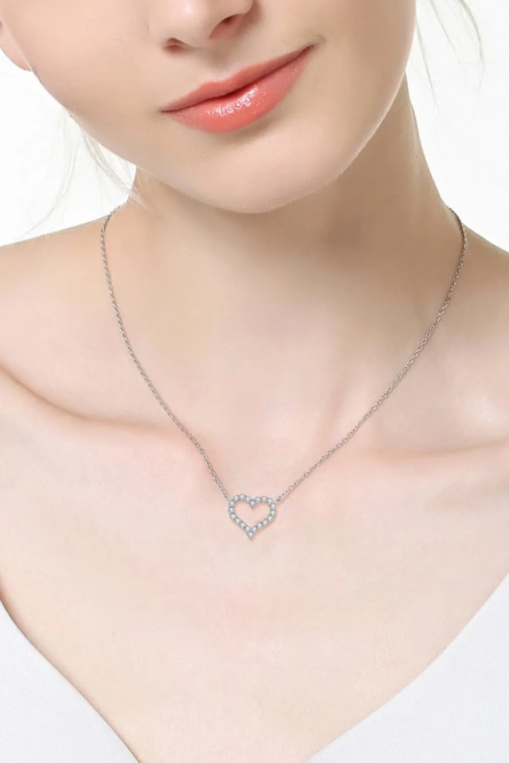 Adored Moissanite Platinum-Plated Heart Necklace sold by Gigi Laurent product image thumbnail 4