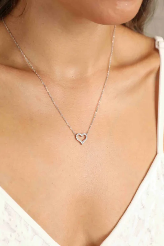 Adored Moissanite Platinum-Plated Heart Necklace sold by Gigi Laurent