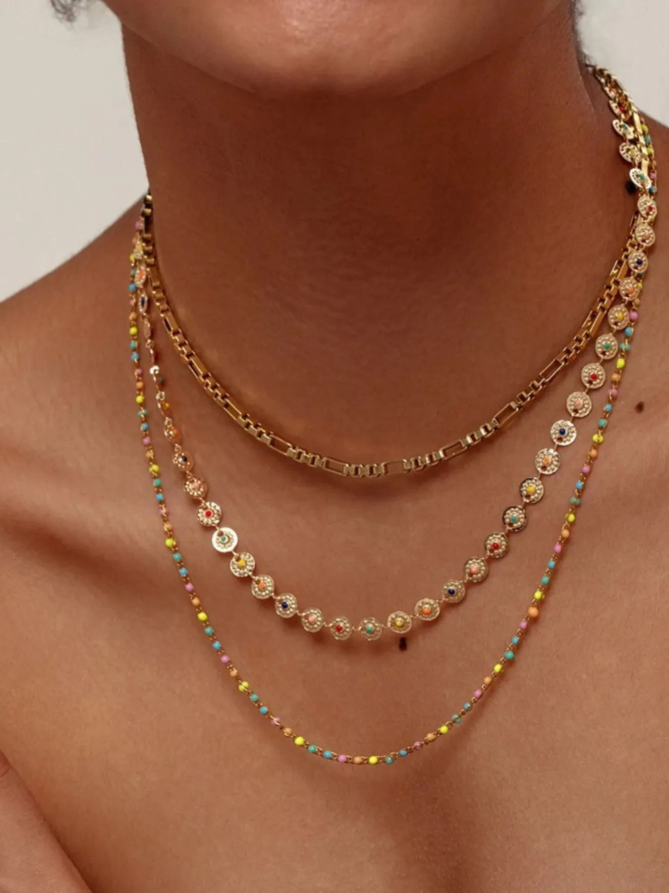 18K Gold-Plated Layered Resin Bead Necklace sold by Gigi Laurent product image thumbnail 4