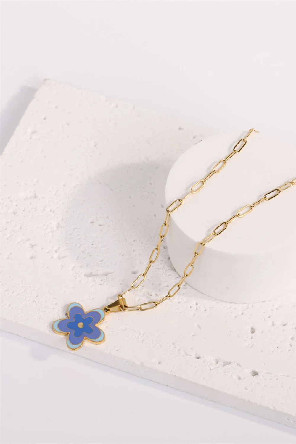 Flower Pendant Stainless Steel Necklace sold by Gigi Laurent product image thumbnail 5