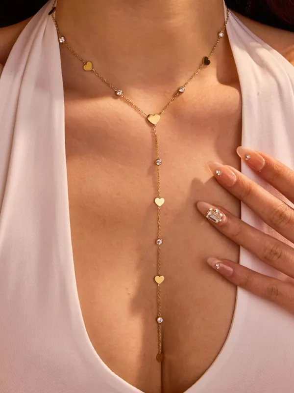 18K Gold-Plated Heart Zircon Necklace sold by Gigi Laurent