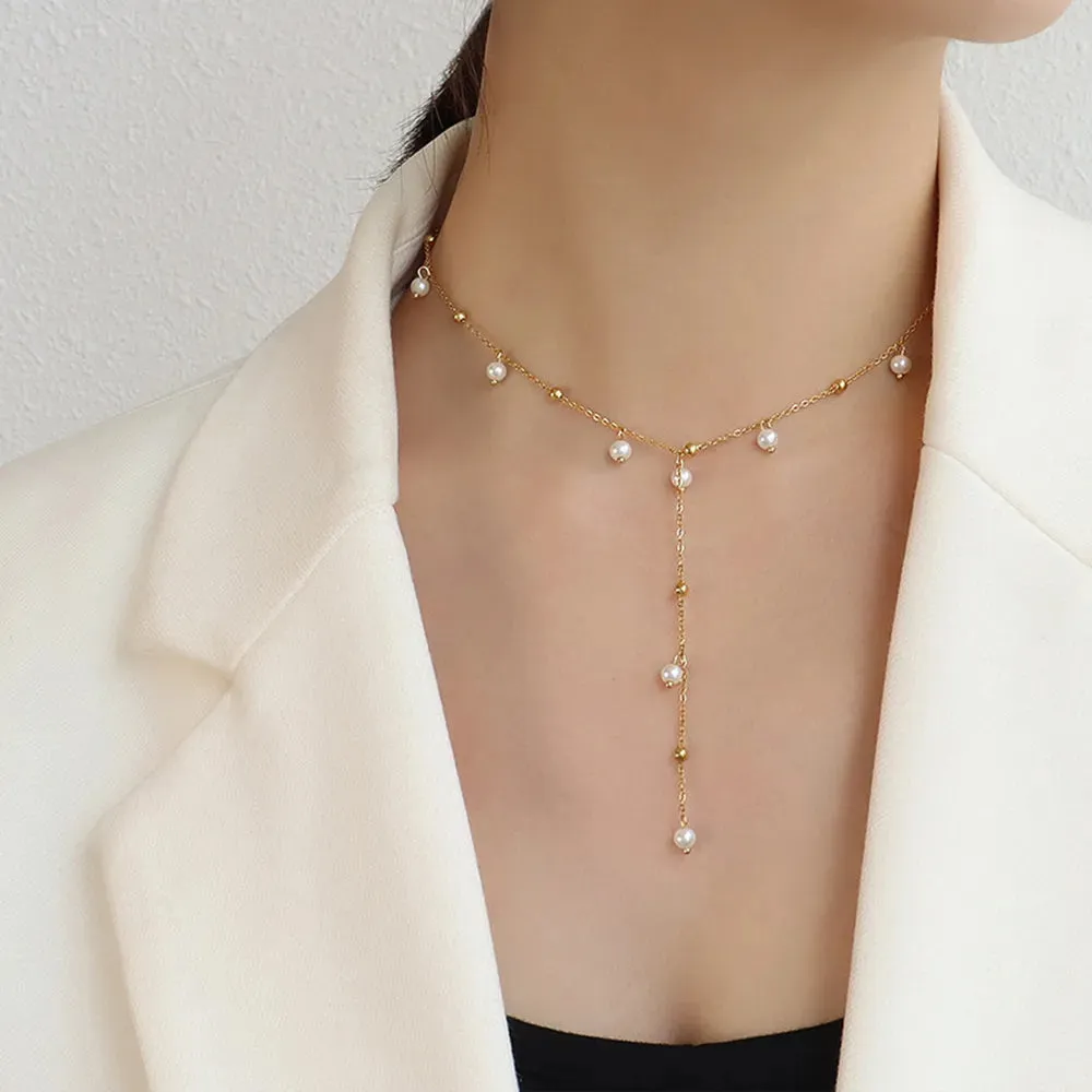 18K Gold-Plated Pearl Drop Necklace sold by Gigi Laurent product image thumbnail 2