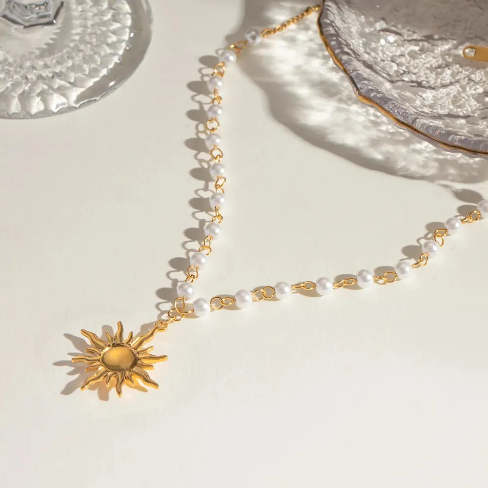 18K Gold-Plated Pearl Sun Necklace sold by Gigi Laurent product image thumbnail 3