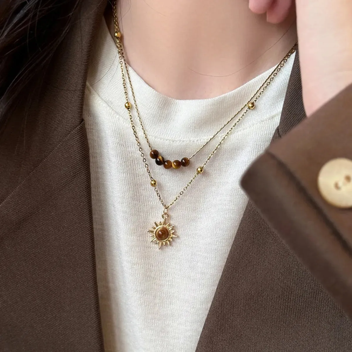 Tiger's Eye Copper Double Layered Necklace sold by Gigi Laurent product image thumbnail 3