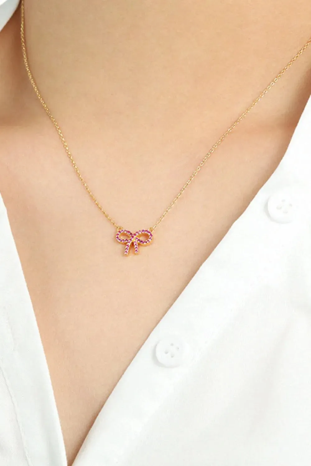 925 Sterling Silver Bow Necklace sold by Gigi Laurent product image thumbnail 2