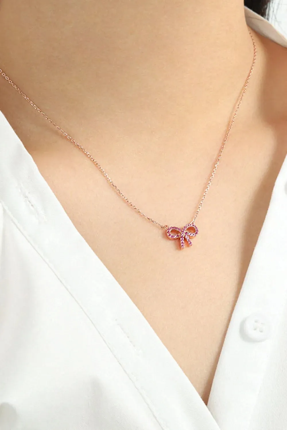 925 Sterling Silver Bow Necklace sold by Gigi Laurent product image thumbnail 5