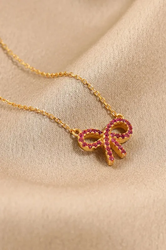 925 Sterling Silver Bow Necklace made by Trendsi