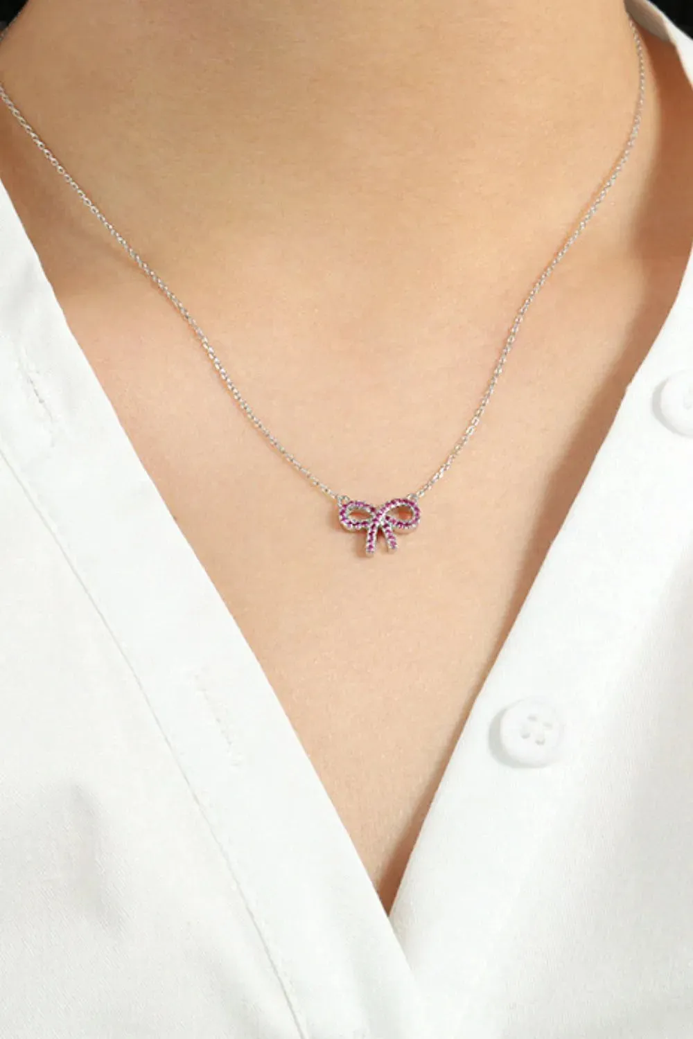 925 Sterling Silver Bow Necklace sold by Gigi Laurent product image thumbnail 4