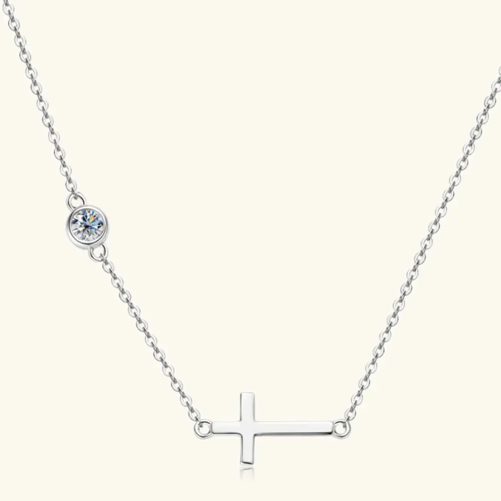 Cross 925 Sterling Silver Moissanite Necklace sold by Gigi Laurent product image thumbnail 3
