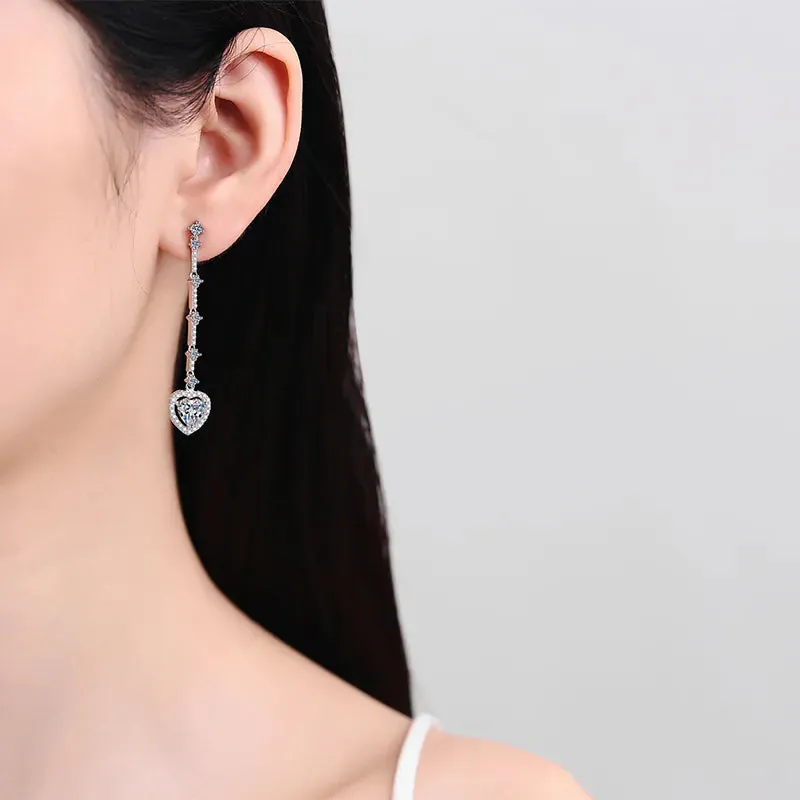 2 Carat Moissanite Zircon 925 Sterling Silver Heart Earrings sold by Gigi Laurent product image thumbnail 4