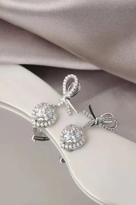 2 Carat Moissanite 925 Sterling Silver Heart Earrings sold by Gigi Laurent