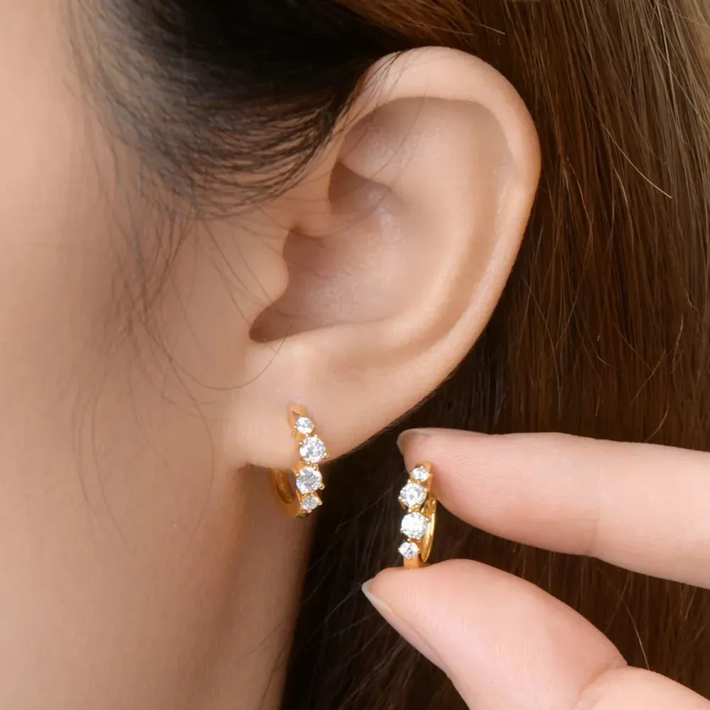 925 Sterling Silver Moissanite Huggie Earrings sold by Gigi Laurent product image thumbnail 2