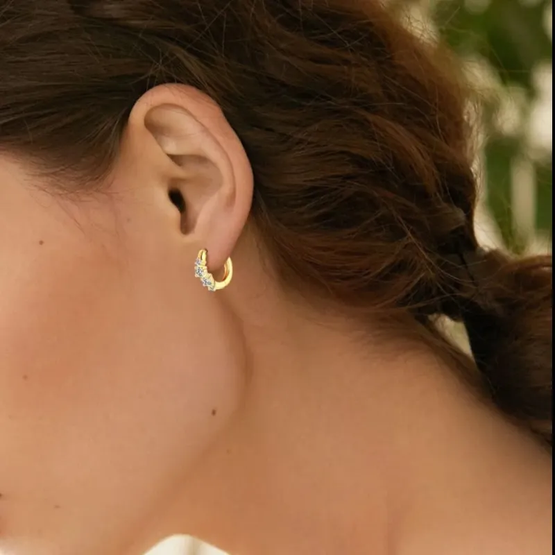 925 Sterling Silver Moissanite Huggie Earrings sold by Gigi Laurent