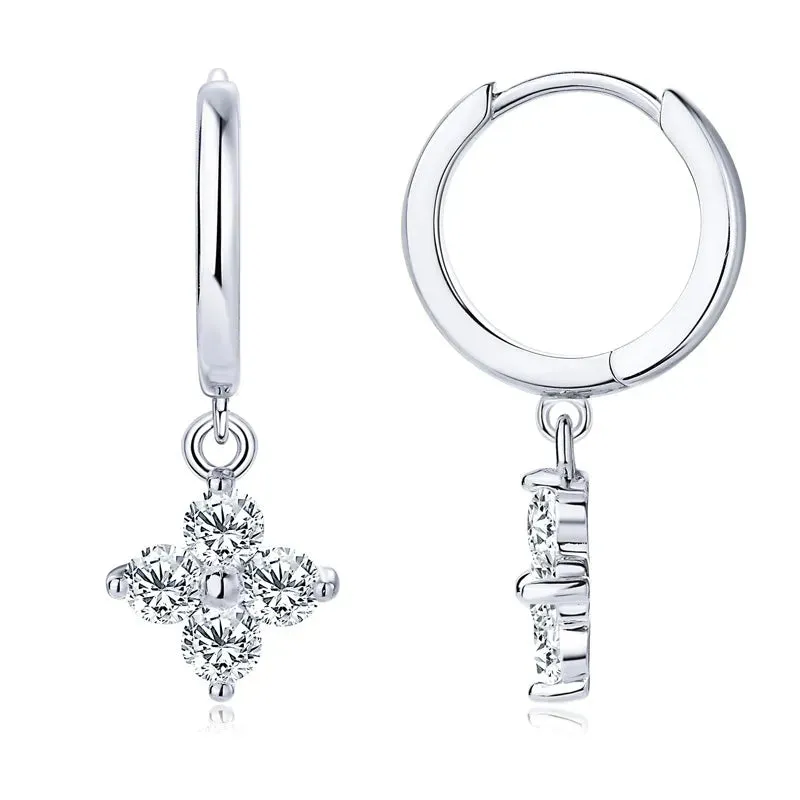 925 Sterling Silver Moissanite Hoop Drop Earrings sold by Gigi Laurent product image thumbnail 4