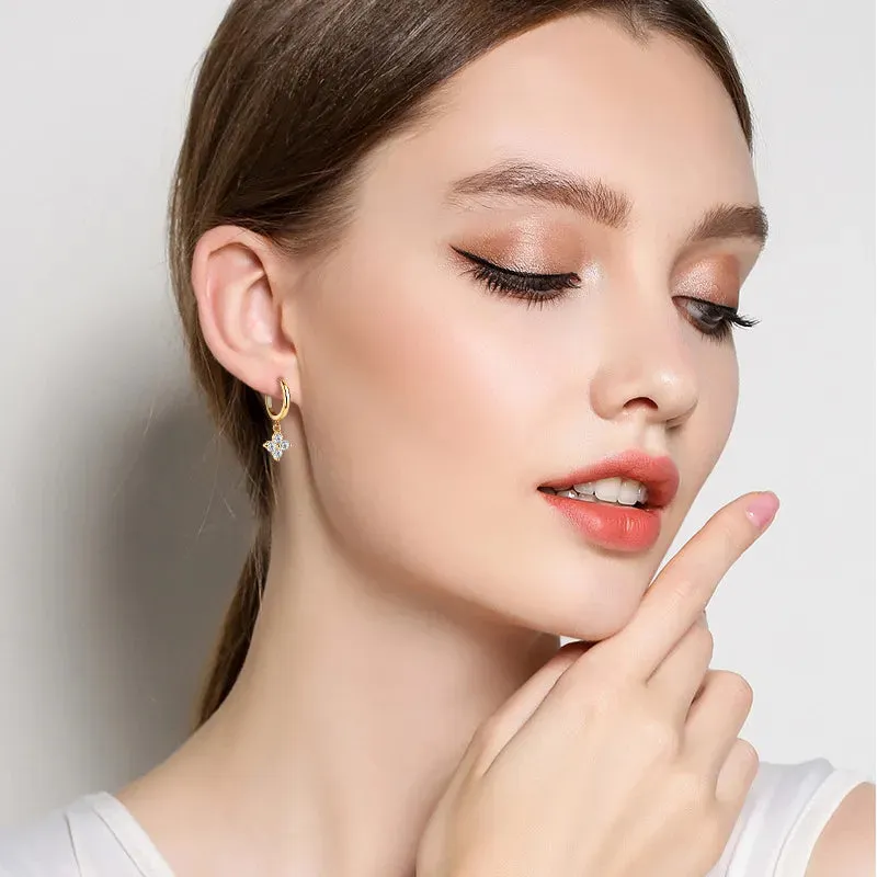 925 Sterling Silver Moissanite Hoop Drop Earrings sold by Gigi Laurent product image thumbnail 3