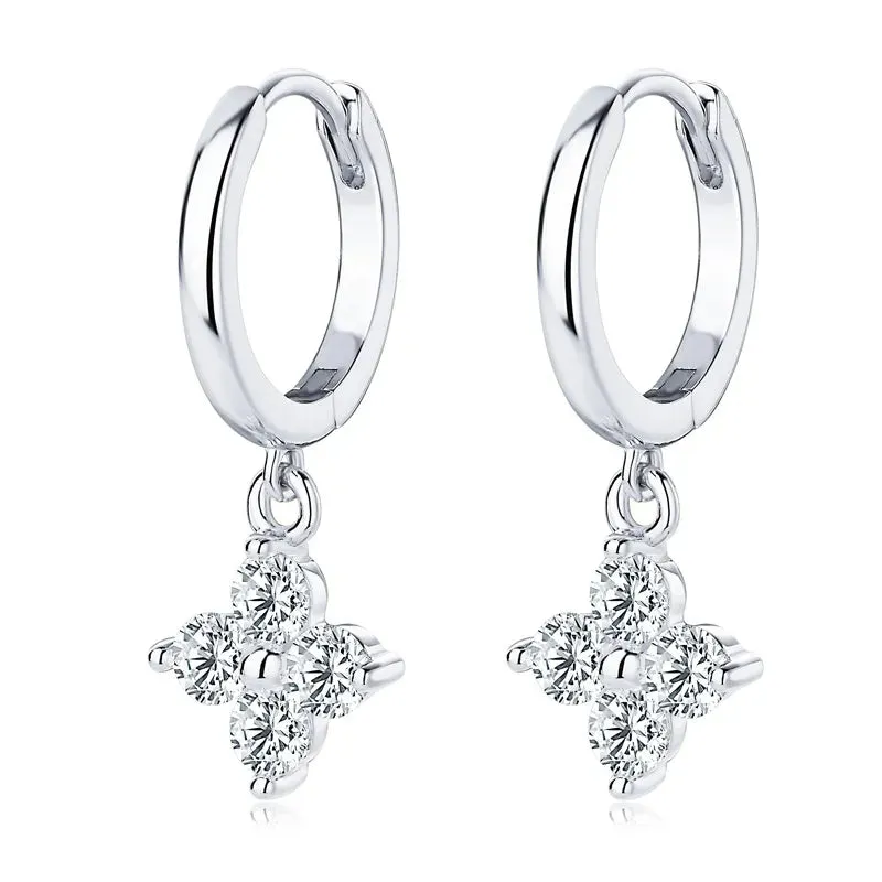925 Sterling Silver Moissanite Hoop Drop Earrings sold by Gigi Laurent product image thumbnail 5