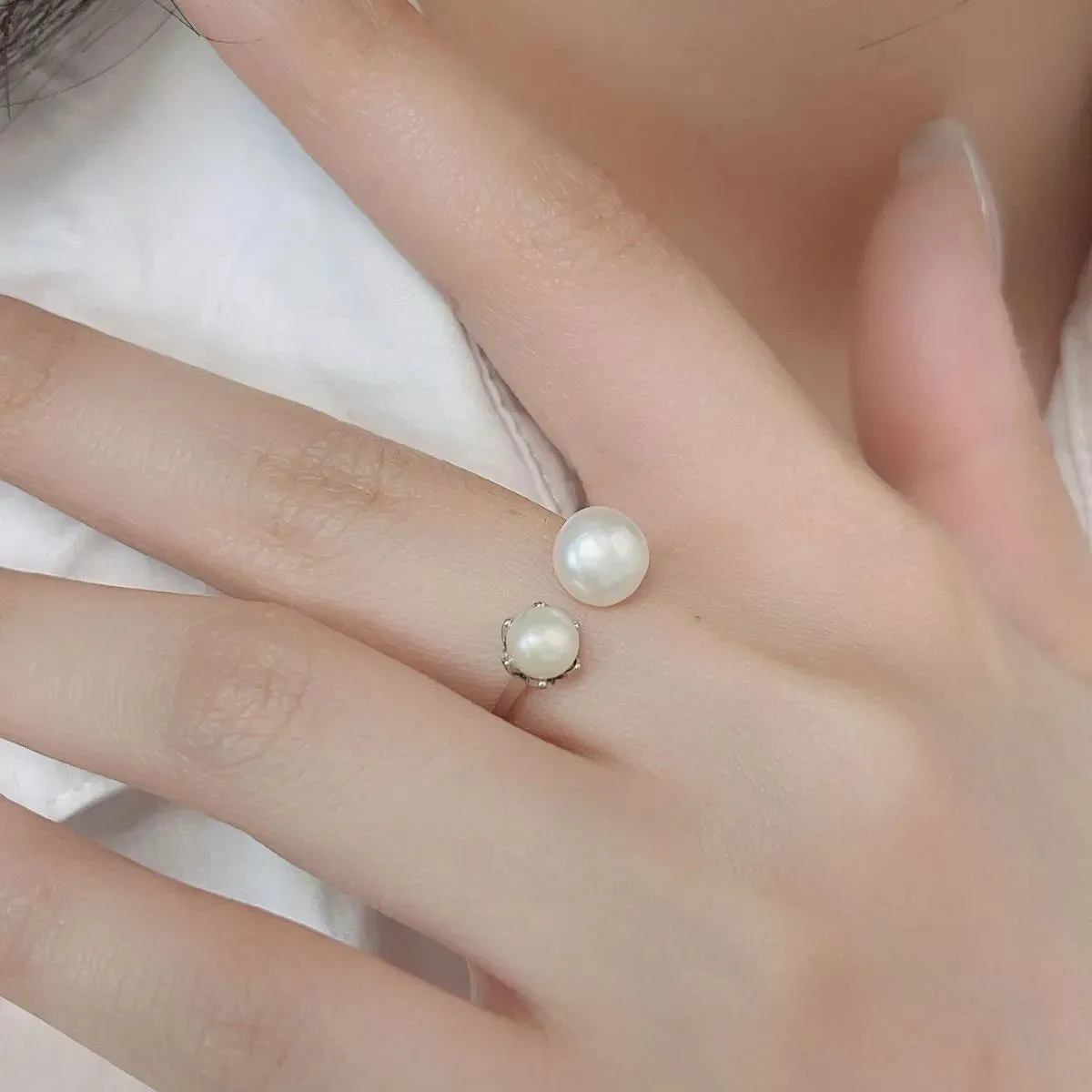 Pearl 925 Sterling Silver Open Ring sold by Gigi Laurent product image thumbnail 2