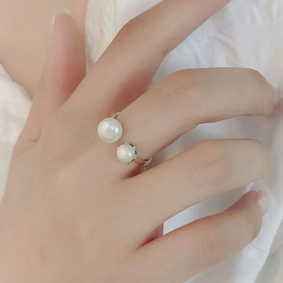 Pearl 925 Sterling Silver Open Ring sold by Gigi Laurent