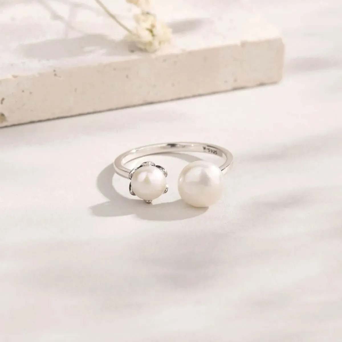 Pearl 925 Sterling Silver Open Ring sold by Gigi Laurent product image thumbnail 3