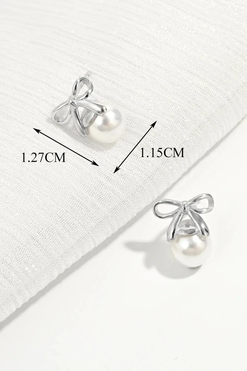 925 Sterling Silver Pearl Bow Earrings sold by Gigi Laurent product image thumbnail 4