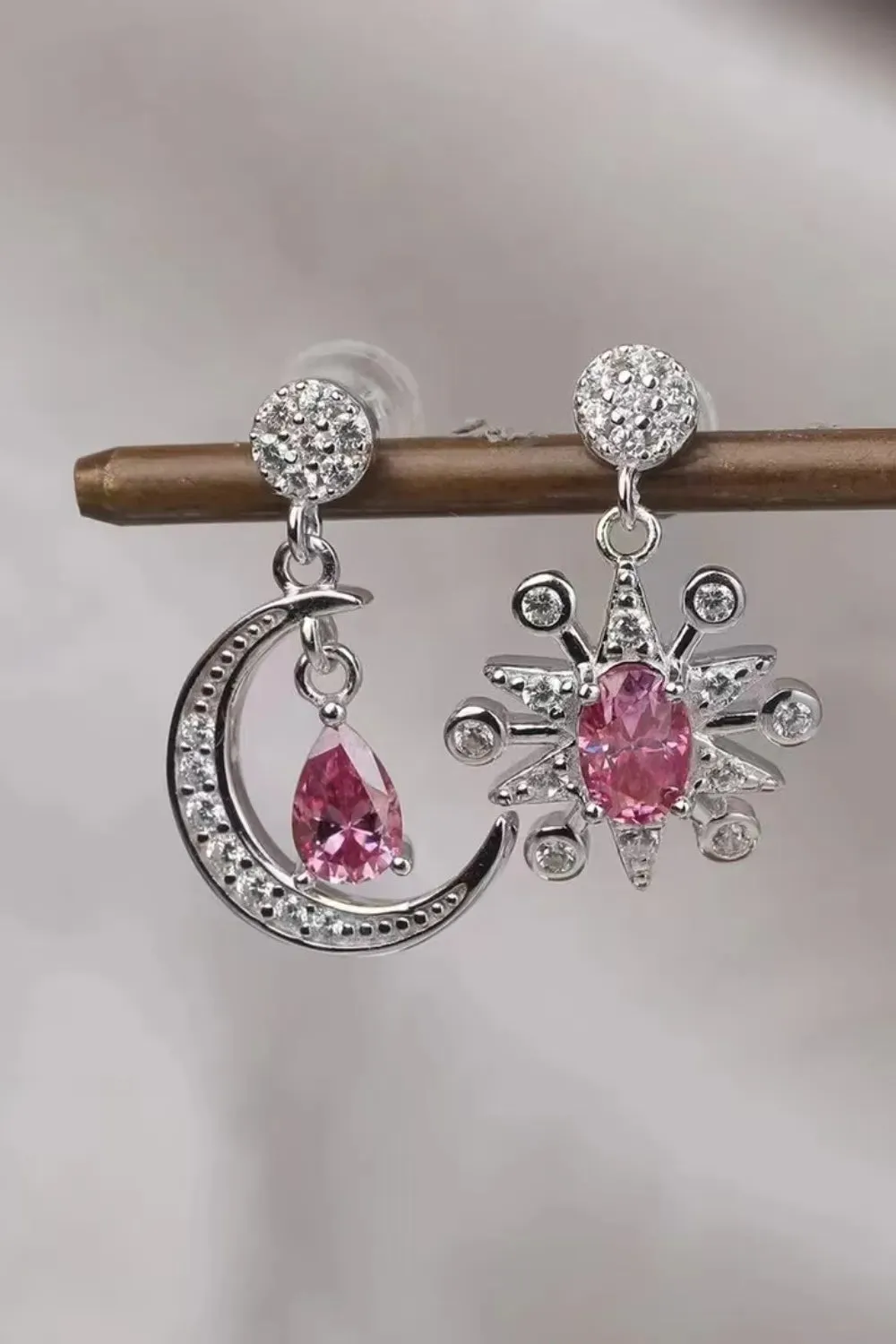 1 Carat Moissanite 925 Sterling Silver Moon & Star Earrings sold by Gigi Laurent