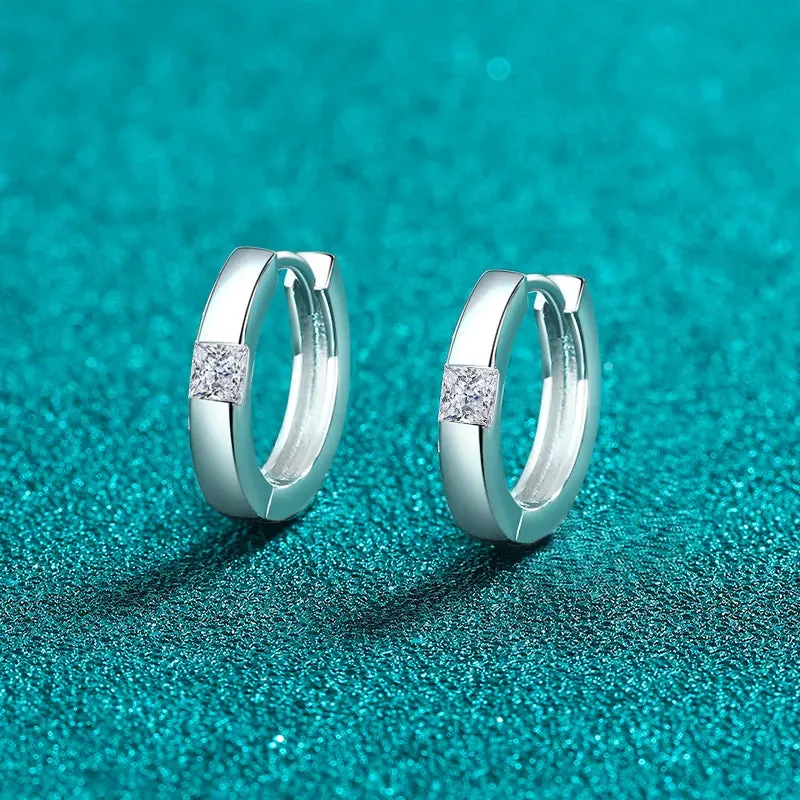 925 Sterling Silver Moissanite Huggie Earrings sold by Gigi Laurent