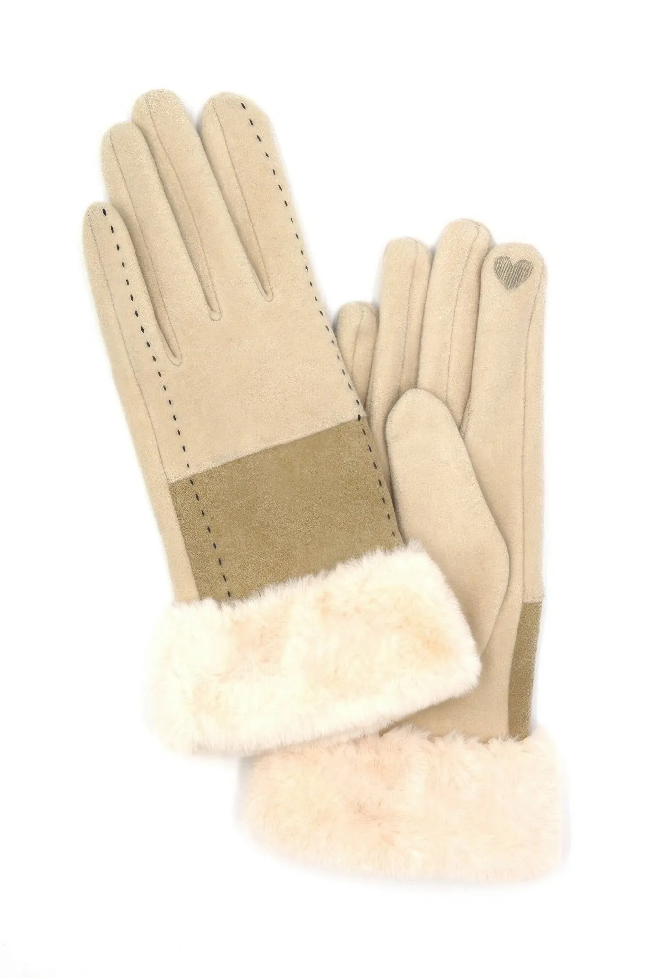 Two Tone And Stitch Lines Fauxfur Smarttouchgloves sold by Gigi Laurent product image thumbnail 3