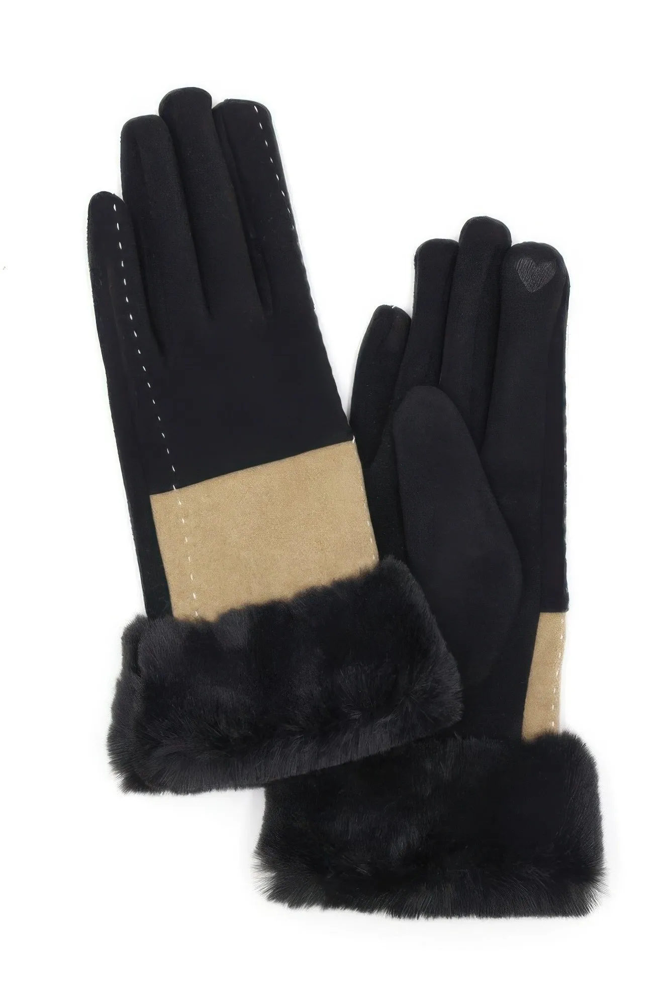 Two Tone And Stitch Lines Fauxfur Smarttouchgloves sold by Gigi Laurent product image thumbnail 4